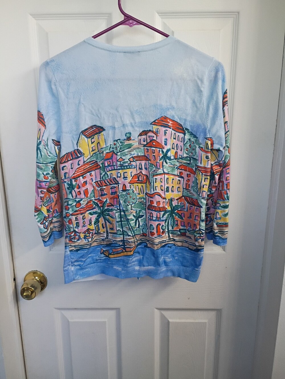 Talbots Light Blue Printed Button-Front Cardigan - Picture 5 of 5